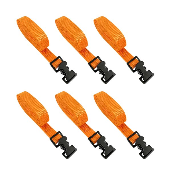 Wrap-It Saw-Tooth Straps - 12-foot (6-Pack) Orange - Lashing Straps with Easy to Use Buckle A106-ST-12OR